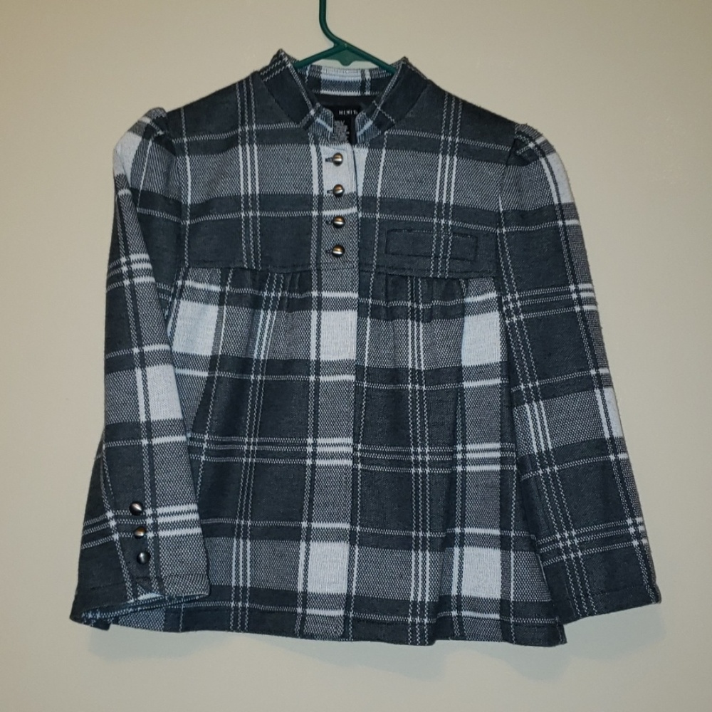 MIXIT Gray/Ivory Plaid Swing Jacket